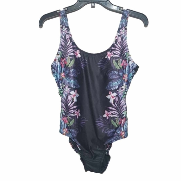 La Vie En Rose Other - La Vie En Rose Aqua Rose Floral Tropical One Piece Swimsuit Criss Cross Lace